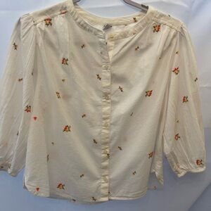 Floral Embroidered Cream Blouse